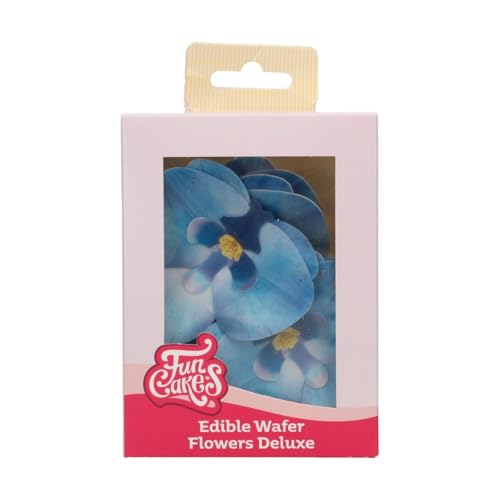 FunCakes Edible Wafer Flowers Flores Comestibles, Orchid Blue, 10 Uds