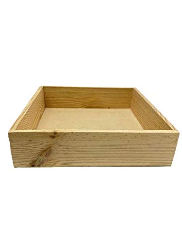 Craftworx Square Pinewood Basket with Pine MDF Base for Packaging and Decorations (Brown, 9 x 9 x 2.5 Inches)