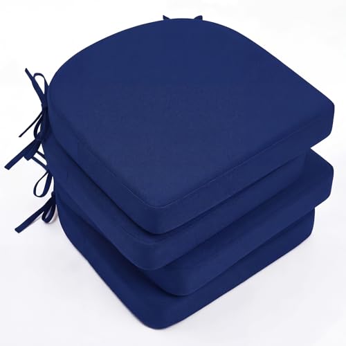 Youyole Outdoor Chair Cushions Set of 4 21 x 21 x 3 Thick Foam D-Shaped Patio Seat Cushions with Ties Waterproof & Fade Resistant Kitchen Chair Pads for Dining Furniture Garden Patio Sofa
