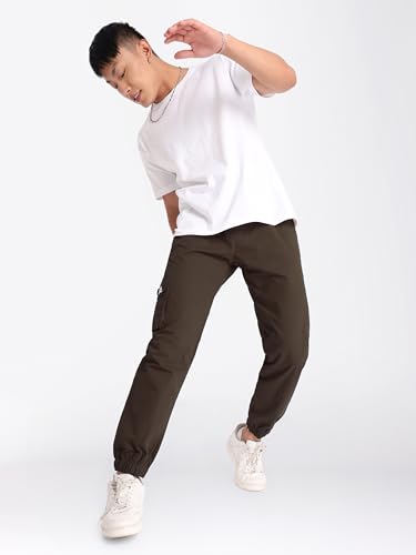 Image of Beyoung Cotton Solid Elastic with Drawstring Cargo Joggers for Men | Regular Fit | 2 Spacious Pockets | Smooth Texture