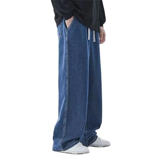 Mens Jeans Casual Long Classic Straight Denim Wide-Leg Pants Solid Color Comfortable All Seasons3