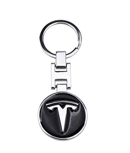 Metal Keyring Black Chrome Automotive Merchandise Keyring Gift compatible with Tes la cars