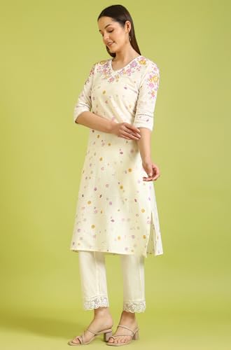 Image of W for Woman Solid Straight Pure Cotton Kurta
