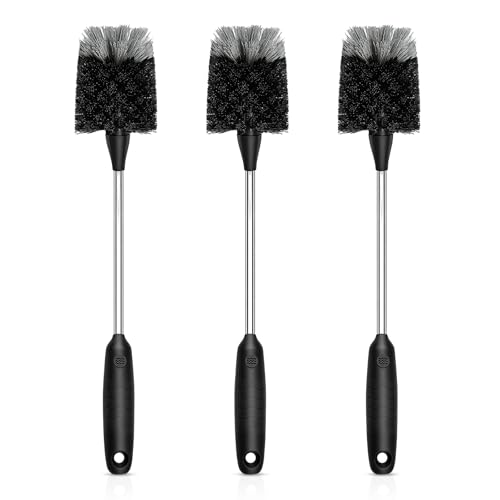 SetSail Bottle Brush of 3 Pack, 13-in Long Stainless Steel Handle Water Bottle Cleaner Brush Non-Slip Grip Bottle Brushes for Cleaning Water Bottles Sport Bottles Coffee Mugs Glasswares Cups, Black Deal