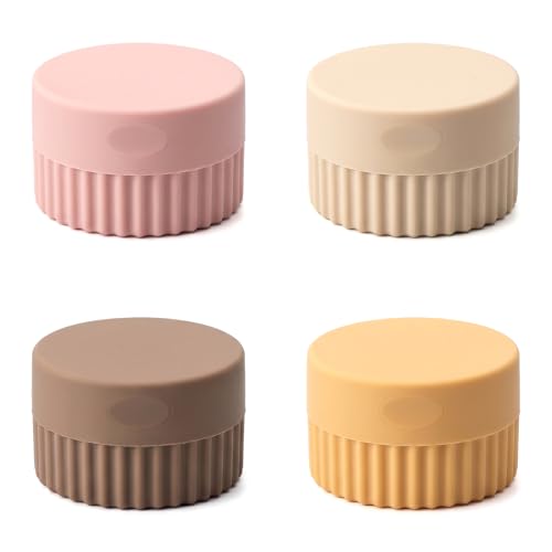 4 Pièces pots de voyage cosmétique 20ml, pots cosmétiques de voyage rechargeables - contenant cosmétique silicone avec couvercle, pots de crème étanches pour crème Lotion Dentifrice