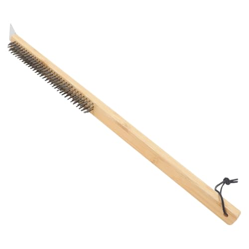 Holibanna Pizza Brush Pizza Turning Peel Brick Pizza Oven Tools Pizza Pans Pizza Oven Rake Pizza Scraper Pizza Grill Wire Brush for Pizza Stone Pizza Baking Pan Stainless Steel Khaki