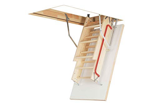 Optistep Wooden Timber Folding Loft Ladder Attic Stairs. Frame Size W70cm x L111cm H up to 280cm & Insulated Hatch