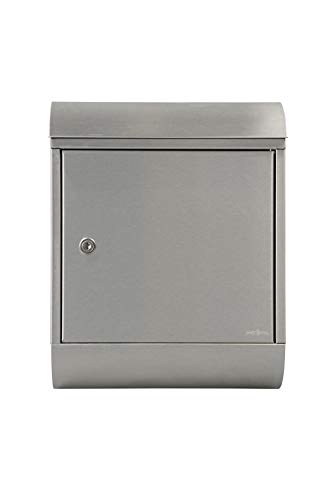 MEFA 844020M Topaz 844 Letterbox with Newspaper Holder Stainless Steel with Safety Lock Size 430 x 340 x 150 mm, Stainlesssteel