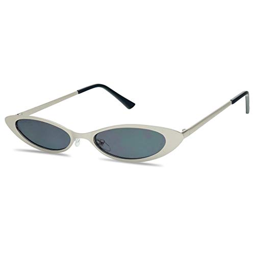 Colorful Tinted Cat Eye Sunglasses Small Narrow Oval Vintage 90's Shades (Silver Frame | Black) Colorful Tinted Cat Eye Sunglasses Small Narrow Oval Vintage 90's Shades (Silver Frame | Black)