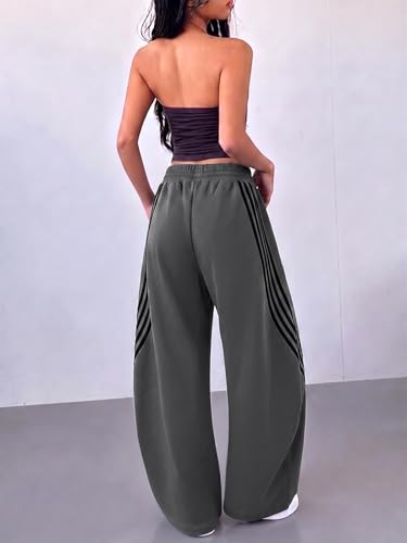 Image of EMMIOL Women's Y2K Baggy Barrel Striped Sweatpants High Waisted Wide Leg