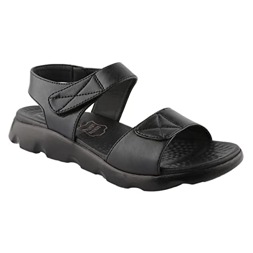 Image of Medifeet Women's Orthopedic Soft Sandals, Black, Comfort Walking Footwear with Adjustable Straps