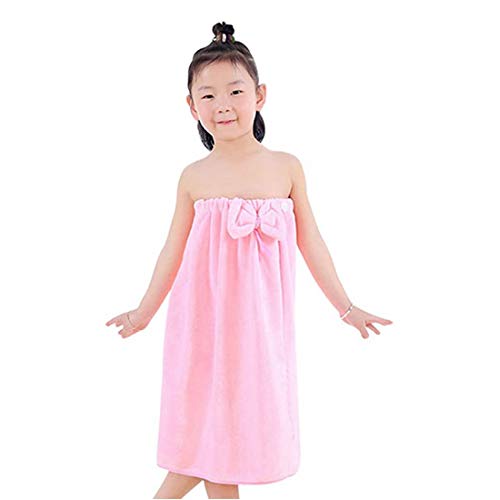 Verve Jelly Kids Girls Absorbent Microfiber Spa Bath Wrap Cover Up Towels Skirt Bowknot Sleeveless Tube Dress Robe