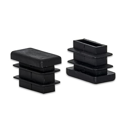 Image of Flyshop 8 Pack Black Chair Glide Inserts Plastic Plugs Rectangle Pipe Tubing End Caps 10 x 15 mm, 3 /8 inch x 5 /8 inch