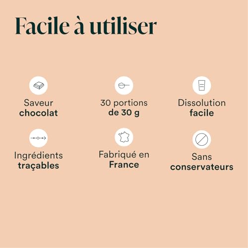 NOVOMA Whey Isolate Native, Protéine Pure Non Dénaturée, 24g de Protéines par Portion, Saveur Chocolat, Musculation et Récupération, 30 Portions, Sachet 900g, Fabriqué en France – Image 6