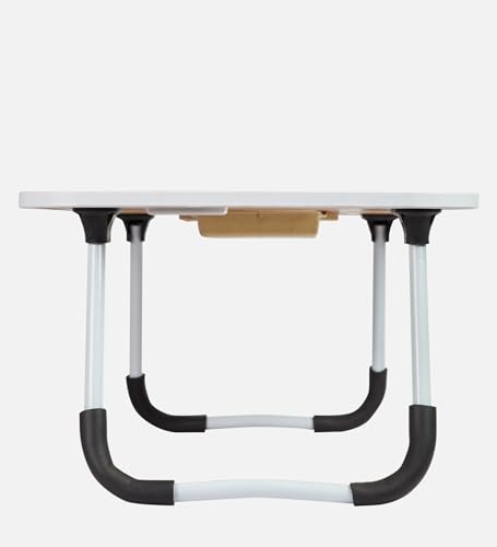 Image of GoRogue Foldable Wooden Mini Laptop Table for Bed, Study Table with Drawer, Tablet /Mobile Holder for Kids & Adults (Baby Pink)