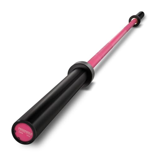 PROOFGOLD 6.6ft Olympic Barbell Bar 35Lb(15kg) Womens Barbell Bench Press Bar for Squats and Deadlifts 2 Inch Olympic Weight Bar for Home Gym 500LB Black&Rose red