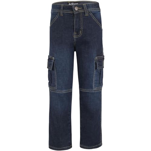 Boys Cargo Denim Pant Stylish Kids Boys 6 Pocket Dark Blue Denim Jeans Stretchy Comfort Cotton Jeans for Boys