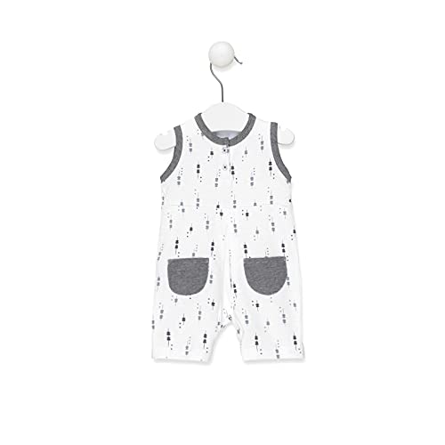 TOUS BABY - Pelele corto Sin Mangas para tu Bebé. Estampado Luminary. (Blanco, 6-12 Meses)