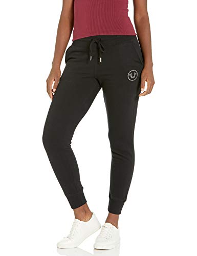 True Religion Women's Circle High Rise Slim fit Jogger Sweatpant, Black, X-Large