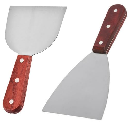 Image of passpass Wooden Handle Stainless Steel Pastry Scraper and Cutter for Kitchen and Baking Pack of 2