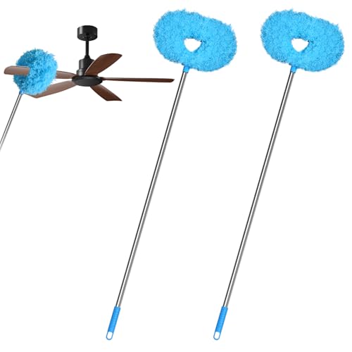 Image of Storystore Ceiling Fan Cleaner Duster - Adjustable Duster with Extension Pole,Dusters for Cleaning Fan Blade, Walls and Cobweb (2Pcs Blue)