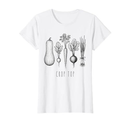Crop Top Funny Gardening Pun Vegetable Graphic Art Humor T-Shirt
