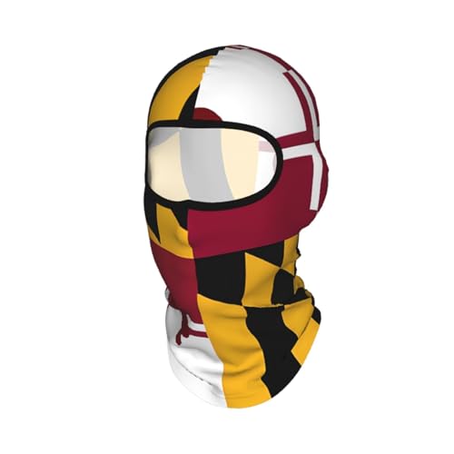 Flag of Maryland Print Balaclava Ski Mask 4 Way Stretch Thermal Full Face Mask for Cold Weather Black