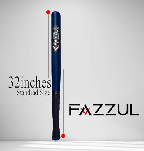 Image of Baseball Bat Natural Wood Baseball Bat with Strong Wood for Self-Defense (32 inch Long) (Royal-Blue)