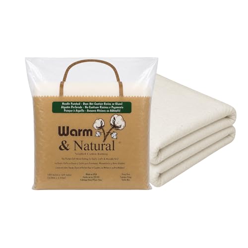 The Warm Company - Warm & Natural Cotton Quilt Batting King Size 120 x 124 Premium Quilt & Craft Batting for Sewing & Quilting Projects