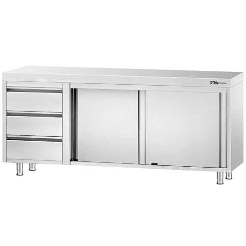 VM Europa - Edelstahl Arbeitsschrank - 100 x 60 cm - AISI...