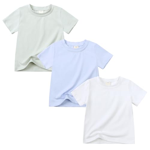 3-Pack Boys Summer T-Shirt Short Sleeve Crew Neck T Shirt Toddler Soft Cotton Casual Tee Shirts