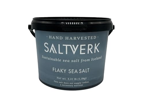 Saltverk Sea Salt - Gourmet, Icelandic, Hand Harvested and Sustainably Made - Flaky 3.3 lb Tub