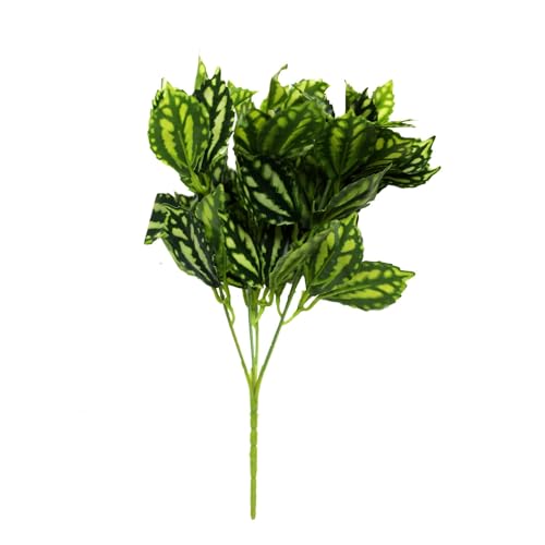 Image of Enhance Your Space with Artificial Leaf Decor Foliage for Stunning Interiors Decorative Items for Home;Office; Room; Living Room; Table; (Without Vase) (Pack of 1, Variegated-Hosta)