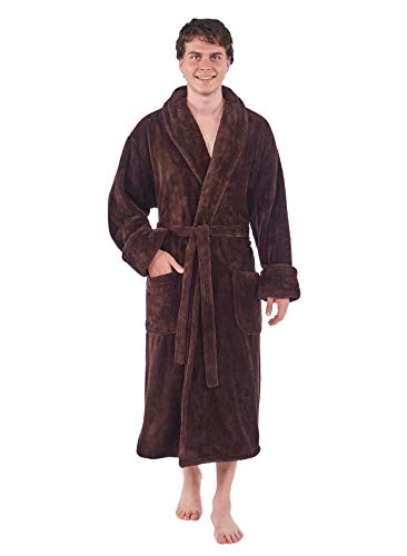Luxurious Men's Shawl Collar Fleece Bathrobe2