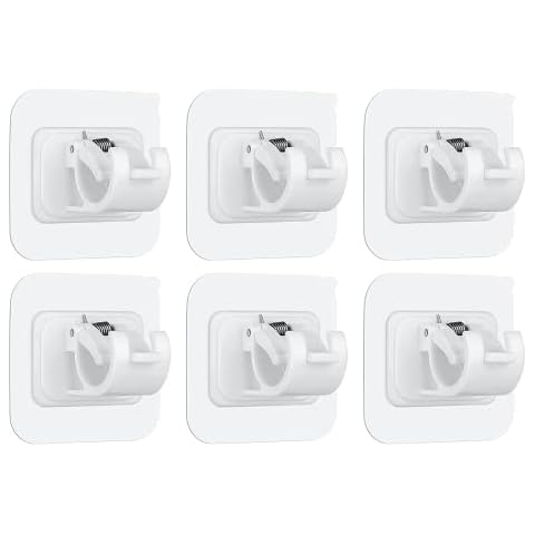 Ysimple 6 Pcs Self Adhesive Curtain Rod Bracket, Towel Rod Drapery Hook Holder, Curtain Pole Wall Brackets Fixing Rod Holder for Kitchen Bathroom, Fixing Rod Holder for Home Bathroom Kitchen Cover