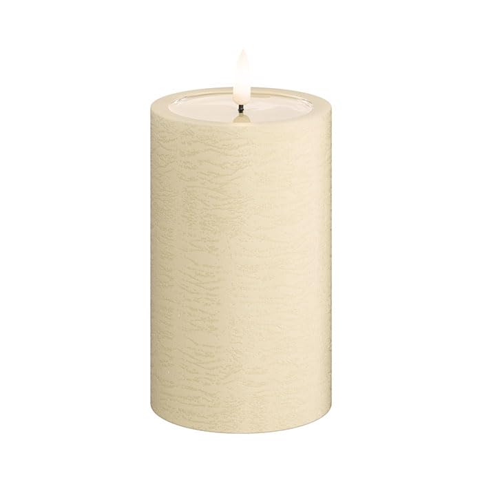 Deluxe Homeart Einzigartige LED-Kerzen Handgefertigte cremefarbene flackernde flammenlose Kerze aus echtem Wachs mit 3D Real Flame-Technologie 1500+ Stunden Akkulaufzeit (7 5 x 12 5 cm)