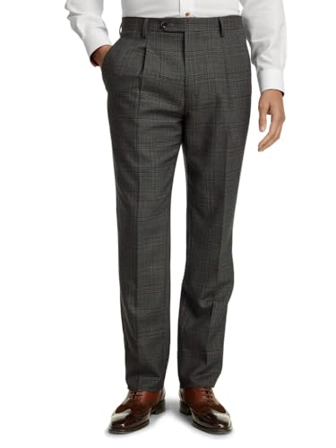 Paul Fredrick Men's Wool Plaid Single Pleat Suit Pants2