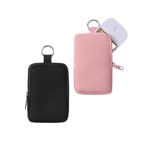 uekeboag 2Pcs Small Soft Neoprene Pouch with Zipper(Black and Pink)