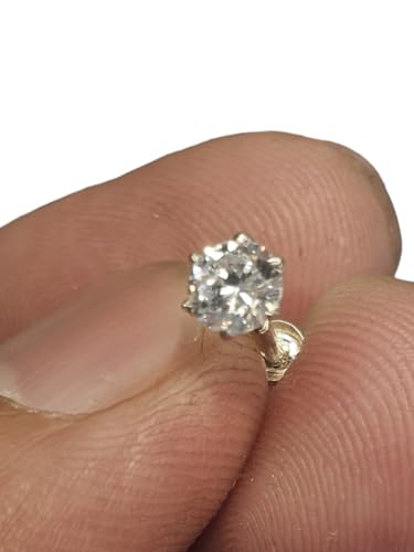 Image of SJ SHUBHAM JEWELLERS 92.5-925 Sterling Silver Round Shape White Cubic Zirconia Prong /Cup Setting Nose Pin Stud for Women Girls Size 2MM 3MM Size Pure Silver