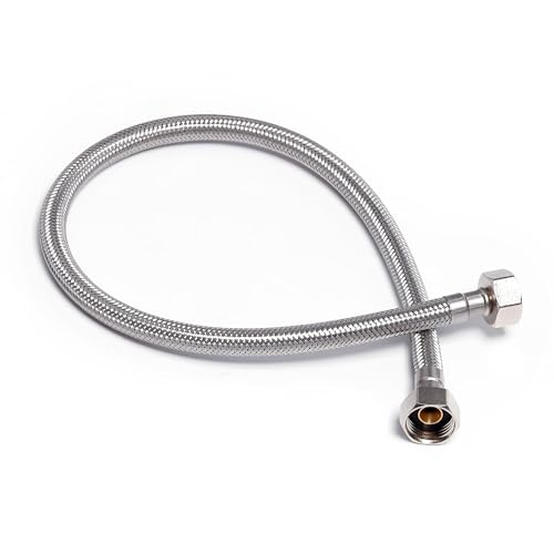 Image of SS 304 Stainless Steel Geyser Connection Pipe 2 Feet, 24 Inchs | Flexible Hot & Cold Water Geyser Pipes | Heavy Duty Tap & Washbasin Connection Pipe | Leak Proof Bathroom Water Hose (Pack of 1)