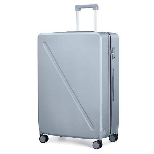 MILADA 28-Inch Hard Shell Checked Luggage with Wheels, Grey