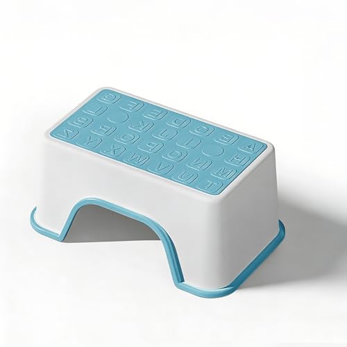 Image of 5 Inch Height Step Stool, 11.8 inch L x 7.5 inch W Toddler Step Stool | One Step Stools for Kids, Small Child Foot Stool for Bed, Bathroom, Toilet, Potty Training - Blue 11.8 inch L x 7.5 inch W x 5''H