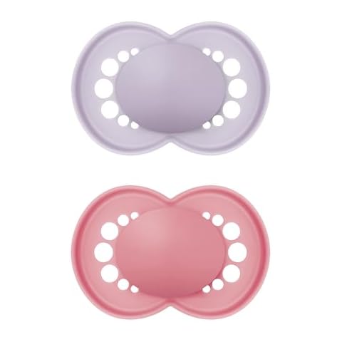 MAM Original Matte Baby Pacifier, Nipple Shape Helps Promote Healthy Oral Development, Sterilizer Case, Girl ,6-16 Months(Pack of 2) Cover