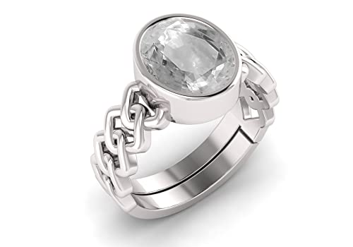 Saphir blanc bague réglable en argent contre les erreurs de taille - 2