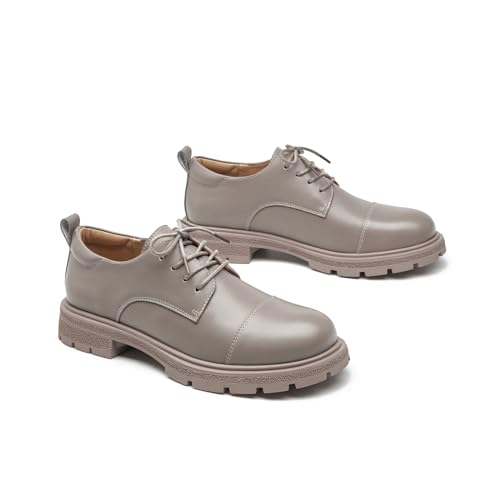 BEAU TODAY Sapatos femininos Oxford robustos, plataforma Oxford, sapatos femininos clássicos de bico