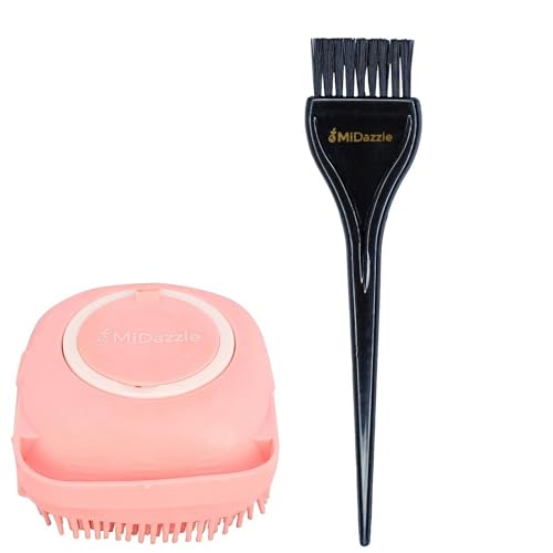 Image of Midazzle Silicone Bath Brush Set, Body Wash Scrubber with Hair Dye Brush, 2 Pieces