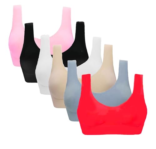 Image of Sports Bra for Women & Girls, Cotton Non-Padded Full Coverage Beginners Activewear Training Bra for Teenager Kids
