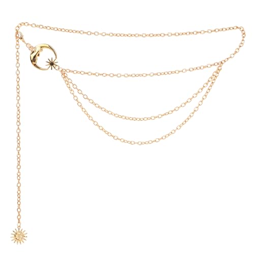 Women’s Layered Butterfly Waist Chain Belt Elegant Metal Body Jewelry for Dresses, Skirts & Trousers