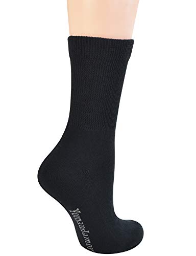 Yomandamor Women's 5 Pairs Non-Binding Cotton Crew Diabetic/Dress Socks with Seamless Toe and Cushion Sole