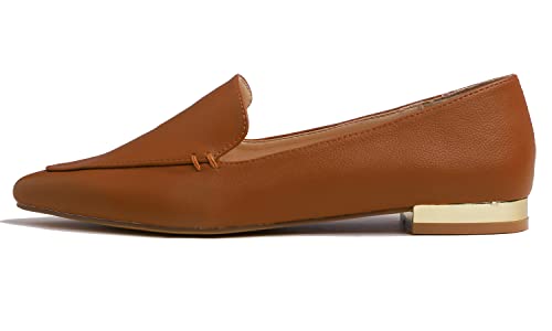 Image of FEVERSOLE Women's Loafer Flat Pointed Deco Low Heel Fashion Slip On Dress Driving Office Shoes